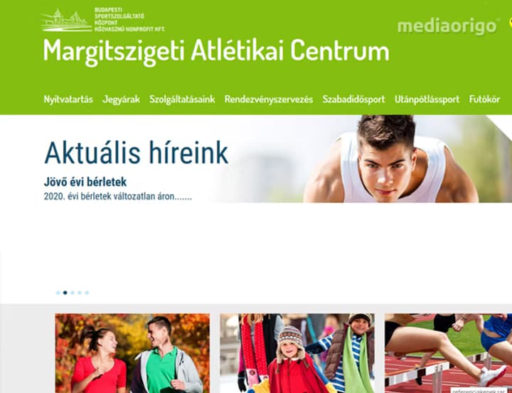 Margitszigeti Atlétikai Centrum weboldal