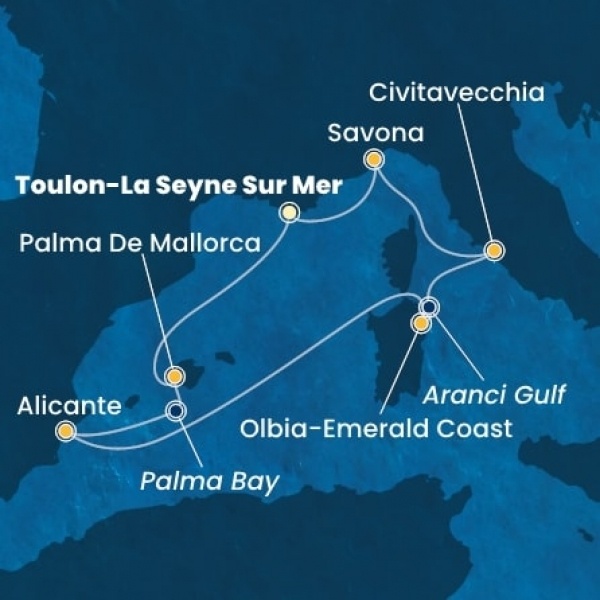 Costa Pacifica - Franciaország, Baleár-szigetek, Spanyolország, Olaszország