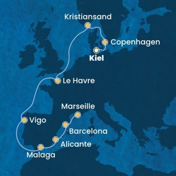 Costa Diadema - Németország, Dánia, Norvégia, Franciaország, Spanyolország