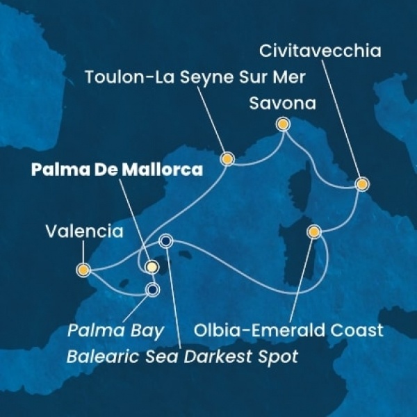 Costa Pacifica - Baleár-szigetek, Spanyolország, Olaszország, Franciaország