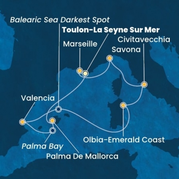 Costa Pacifica - Franciaország, Baleár-szigetek, Spanyolország, Olaszország