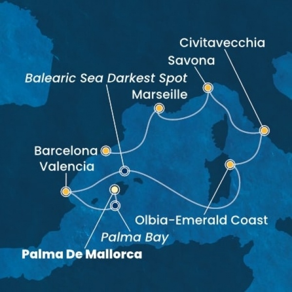 Costa Pacifica - Baleár-szigetek, Spanyolország, Olaszország, Franciaország
