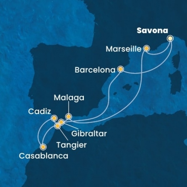 Costa Diadema - Olaszország, Spanyolország, Marokkó, Gibraltár, Franciaország