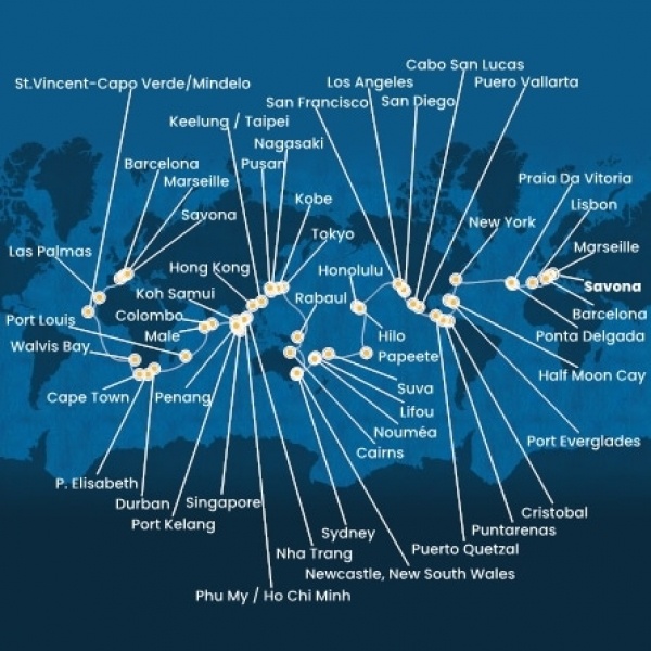 Costa Deliziosa - Olaszország, Franciaország, Spanyolország, Portugália, The Azores, Amerikai Egyesült Államok, Florida, Mexikó, Amerikai Egyesült Államok, Hawaii, Francia Polinézia, Fiji, Ausztrália, Japán, South Africa