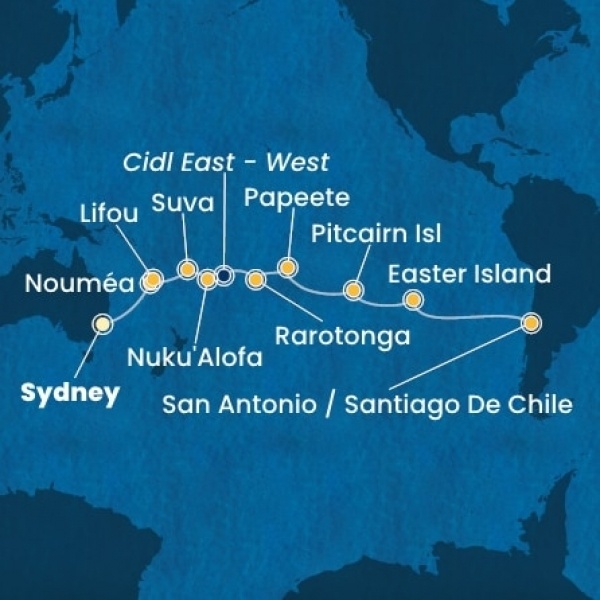 Costa Serena - Ausztrália, Hawaii, Fiji, Tonga, Francia Polinézia, Chile