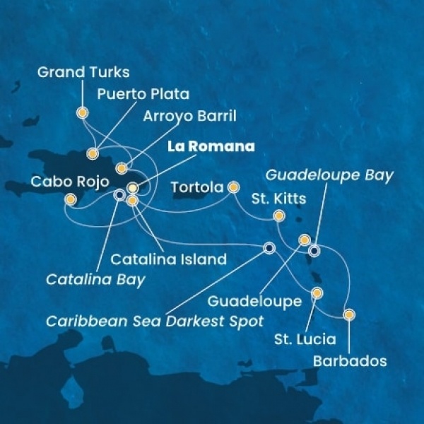 Costa Fascinosa - Dominikai Köztársaság, Turks szigetek, Holland Antillák (ABC-szigetek), Virgin szigetek