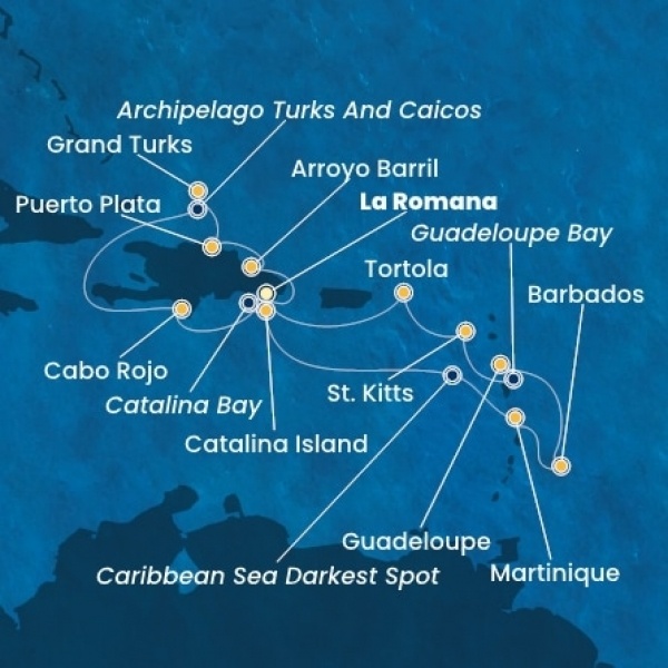 Costa Fascinosa - Dominikai Köztársaság, Holland Antillák (ABC-szigetek), Virgin szigetek, Turks szigetek