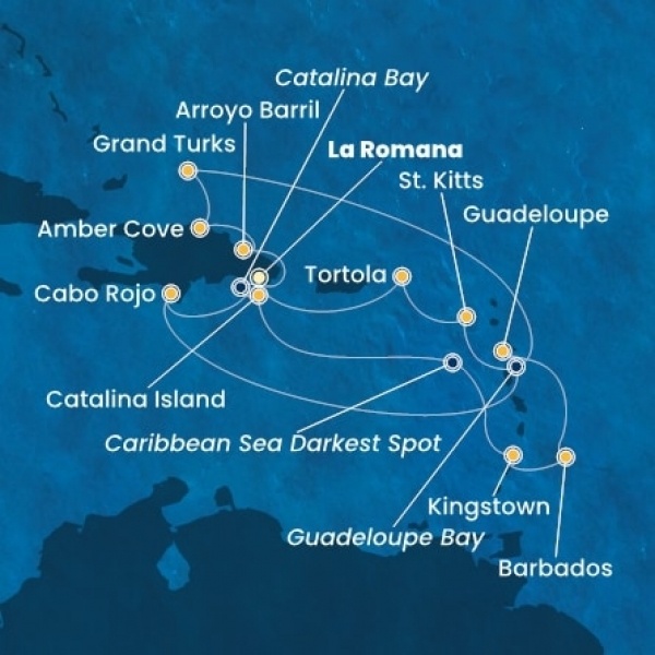 Costa Fascinosa - Dominikai Köztársaság, Turks szigetek, Holland Antillák (ABC-szigetek), Virgin szigetek